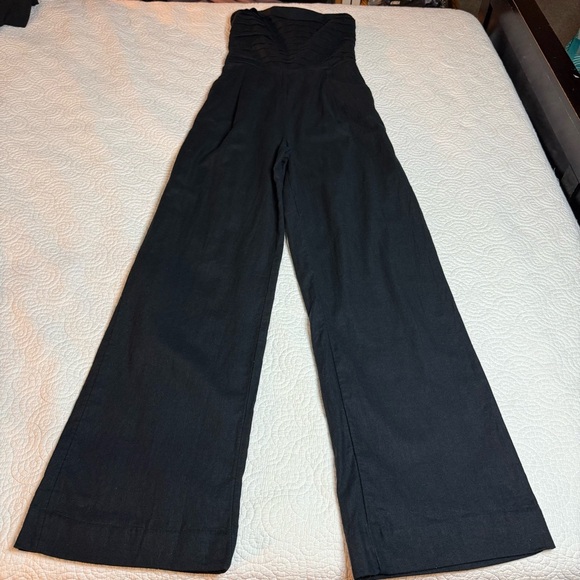 Abercrombie & Fitch Black Strapless Jumpsuit Flare - Picture 7 of 13